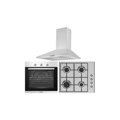 Prima Built-In Oven, Gas Hob & Chimney Hood Pack – Stainless Steel