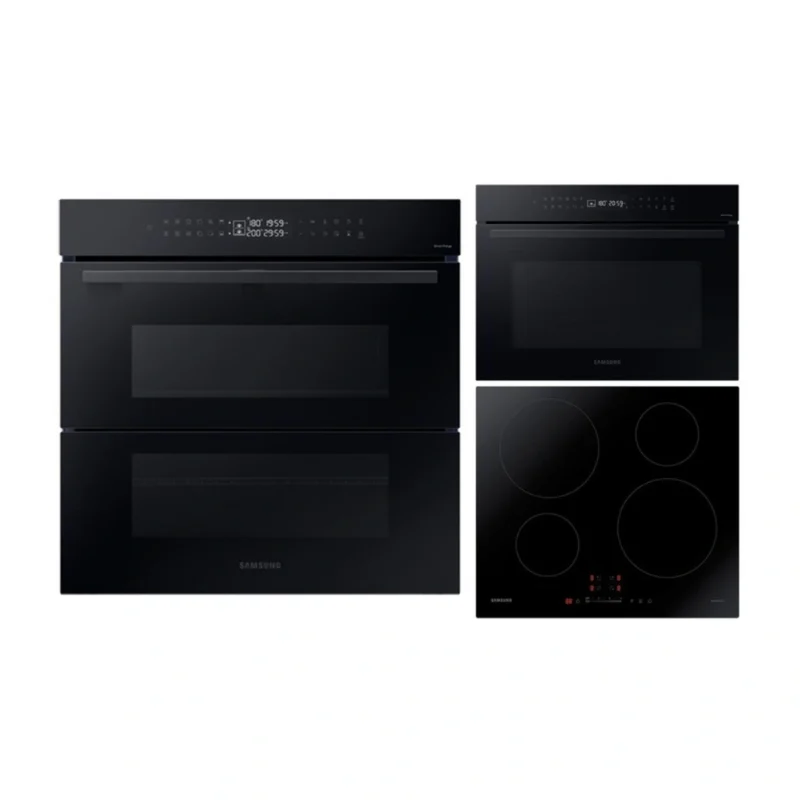 Samsung Built-In Double Oven, Compact Combination Oven & Induction Hob Pack – Black