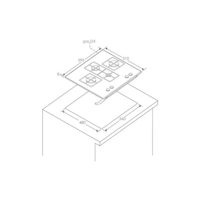 Copy of Full Basin (1) Hoover H300 60cm Built‑In Gas‑on‑Glass Hob – Black Glass