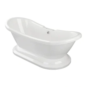 Copy of Full Basin (1) Aspen Freestanding Pedestal Bath – 2 Tap Hole – Gloss White