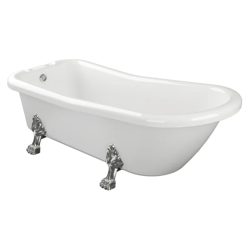 Taylor Freestanding Clawfoot Bath – 2 Tap Hole – Gloss White