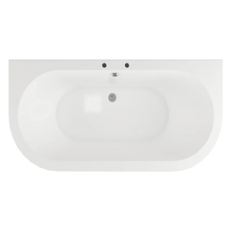 Rowan Freestanding Back-to-Wall Bath – 2 Tap Hole – Gloss White