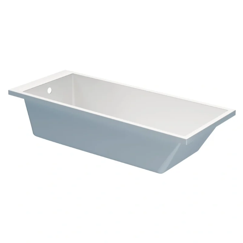 Houston Square Single End Bath 1700 x 700mm Thin Edge 0TH Gloss White with Legs