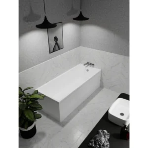 Houston Square Single End Bath 1700 x 700mm Thin Edge 0TH Gloss White with Legs