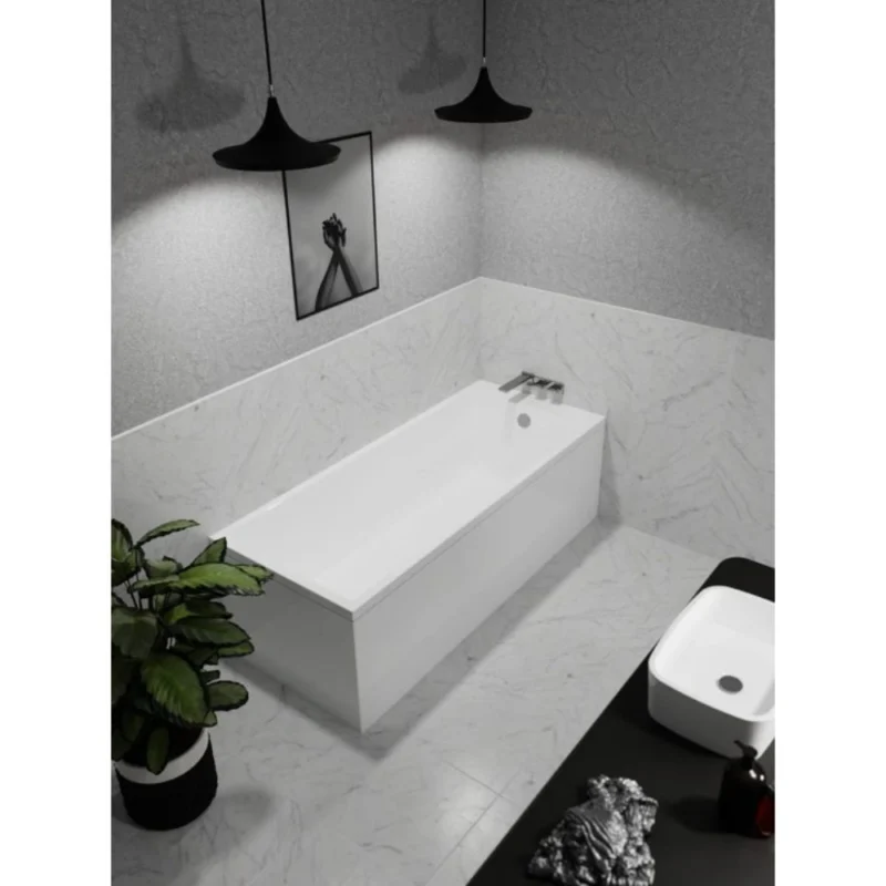 Houston Square Single End Bath 1700 x 700mm Thin Edge 0TH Gloss White with Legs