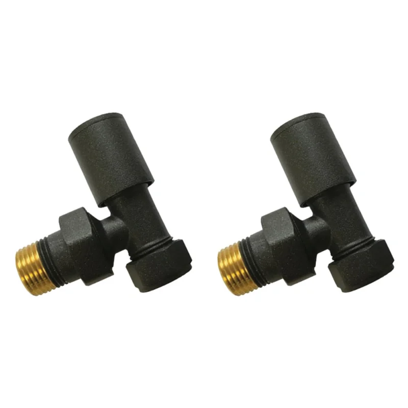 Anthracite Angled Radiator Valves 15mm Pair
