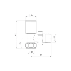 Anthracite Angled Radiator Valves 15mm Pair