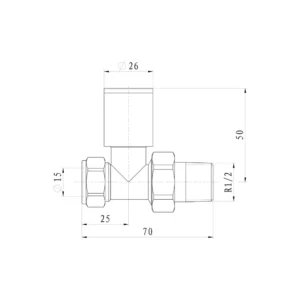 Anthracite Straight Radiator Valves 15mm Pair