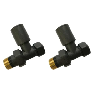 Anthracite Straight Radiator Valves 15mm Pair