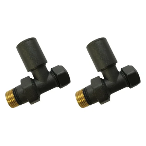 Anthracite Straight Radiator Valves 15mm Pair