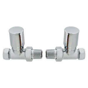 Chrome Straight Radiator Valves 15mm Pair