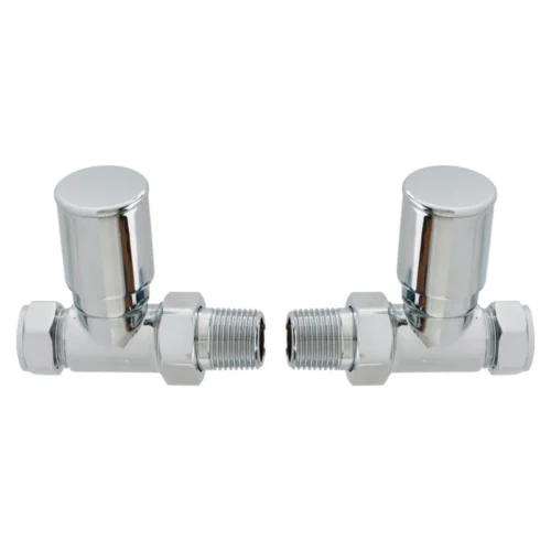 Chrome Straight Radiator Valves 15mm Pair