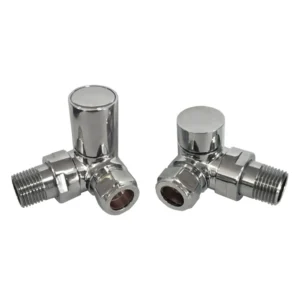 Chrome Corner Radiator Valves 15mm Pair