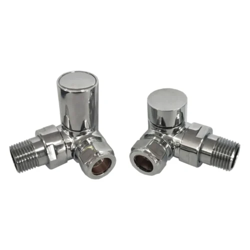 Chrome Corner Radiator Valves 15mm Pair