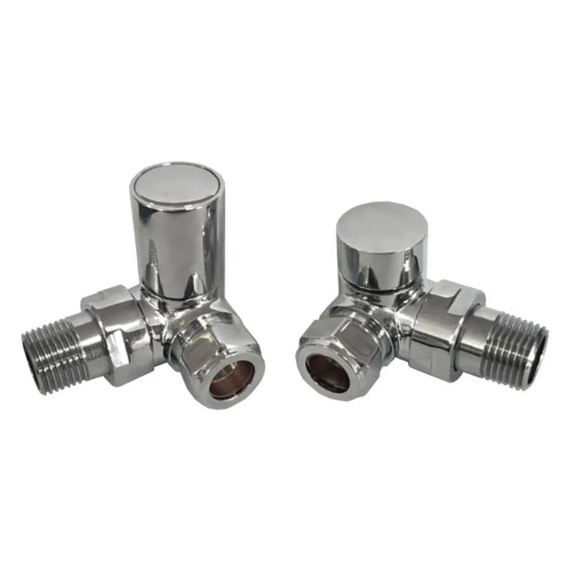 Chrome Corner Radiator Valves 15mm Pair