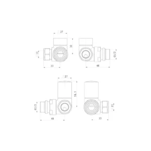 Chrome Corner Radiator Valves 15mm Pair