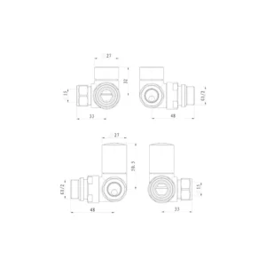 Anthracite Corner Radiator Valves 15mm Pair