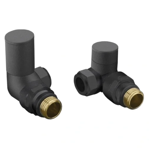 Anthracite Corner Radiator Valves 15mm Pair