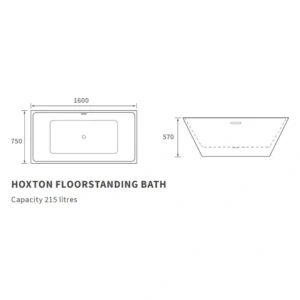 Temple Freestanding Bath – 1600 x 750 x 570mm