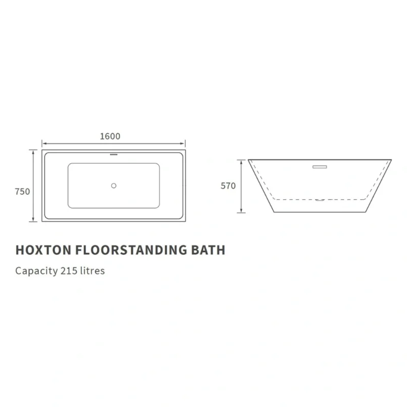 Temple Freestanding Bath – 1600 x 750 x 570mm