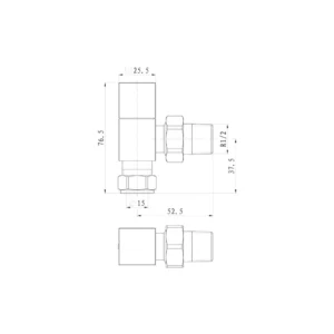 Square Chrome Angled Radiator Valves 15mm Pair