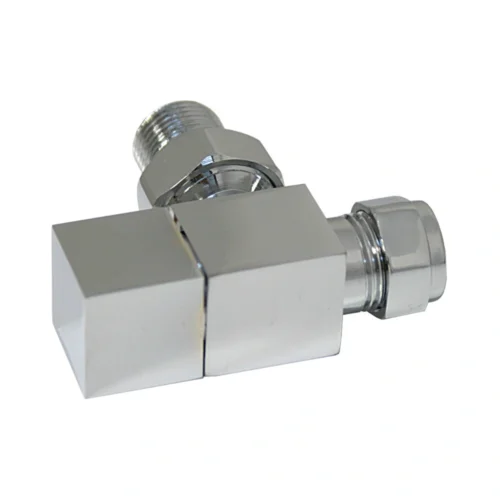 Square Chrome Angled Radiator Valves 15mm Pair