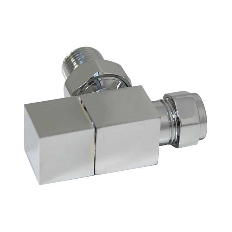 Square Chrome Angled Radiator Valves 15mm Pair