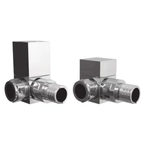 Square Chrome Corner Radiator Valves 15mm Pair