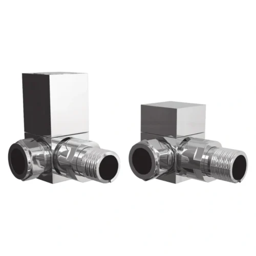 Square Chrome Corner Radiator Valves 15mm Pair