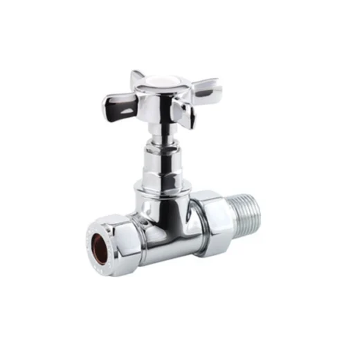 Crosshead Straight Radiator Valves 15mm Pair – Polished Chrome