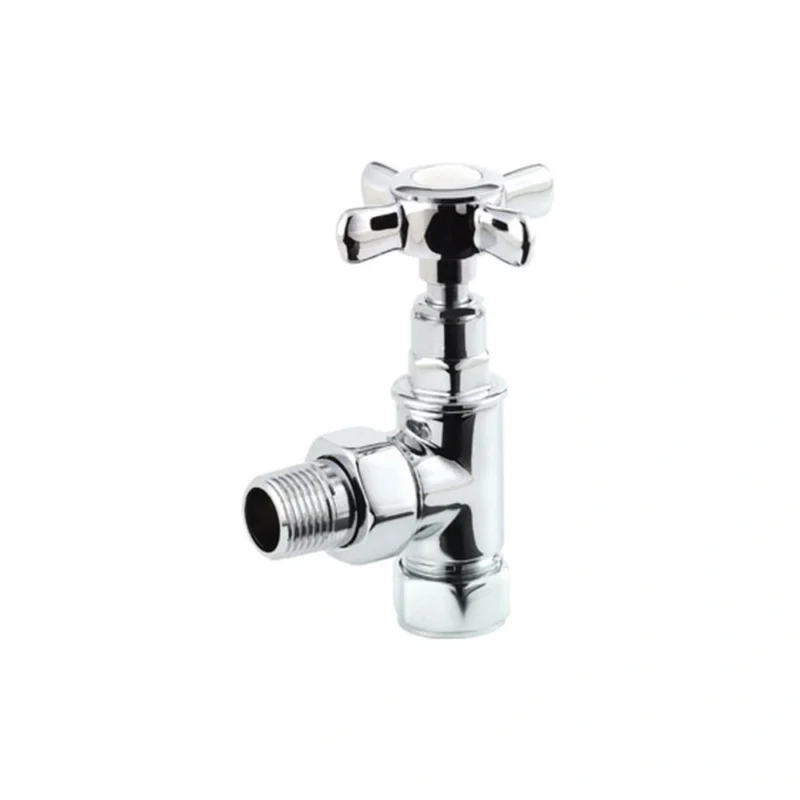 Crosshead Angled Radiator Valves 15mm Pair – Polished Chrome