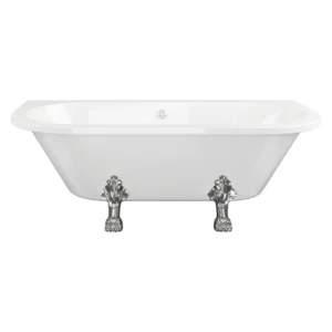 Rowan Freestanding Back-to-Wall Bath – 2 Tap Hole – Gloss White