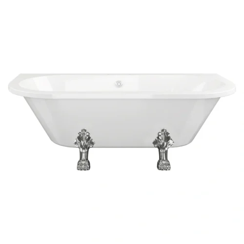 Rowan Freestanding Back-to-Wall Bath – 2 Tap Hole – Gloss White