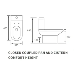 Chloe Rimless Close Coupled Open Back Comfort Height WC & Soft Close Seat – White