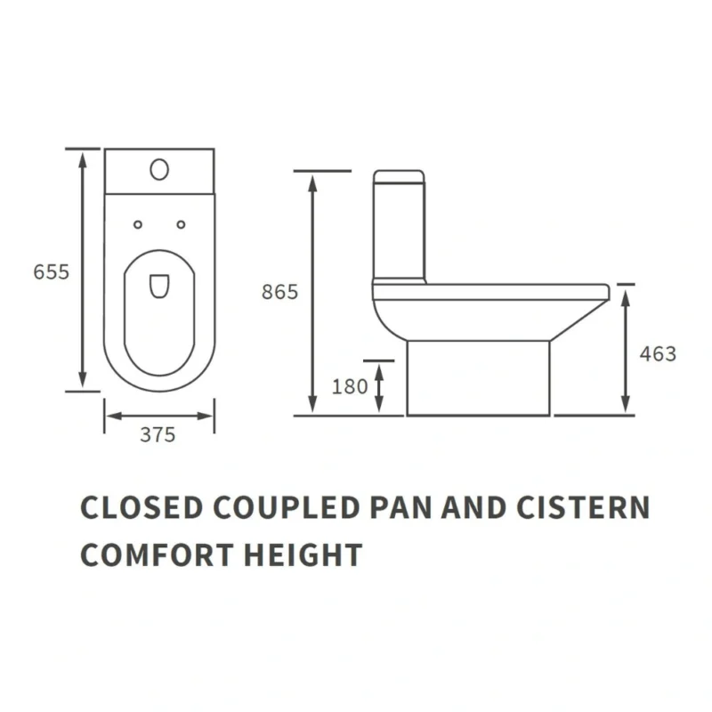 Chloe Rimless Close Coupled Open Back Comfort Height WC & Soft Close Seat – White