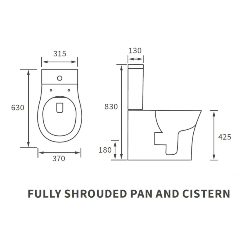 Avalon Rimless Close Coupled Fully Shrouded WC & Soft Close Seat – White