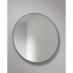 Abode Mayar 600mm Round Mirror – Matt Black / Brushed Brass