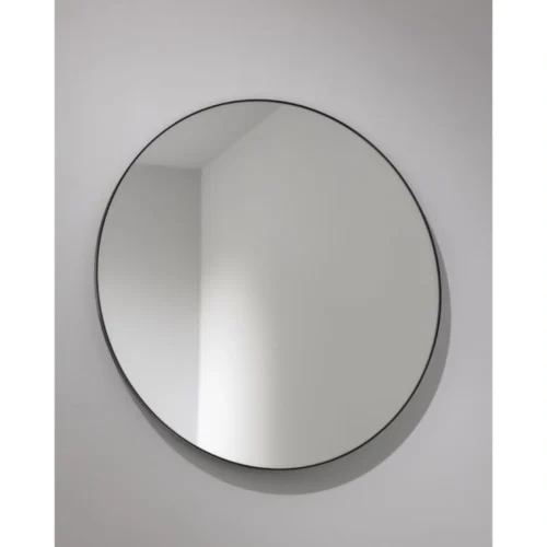 Abode Mayar 600mm Round Mirror – Matt Black / Brushed Brass
