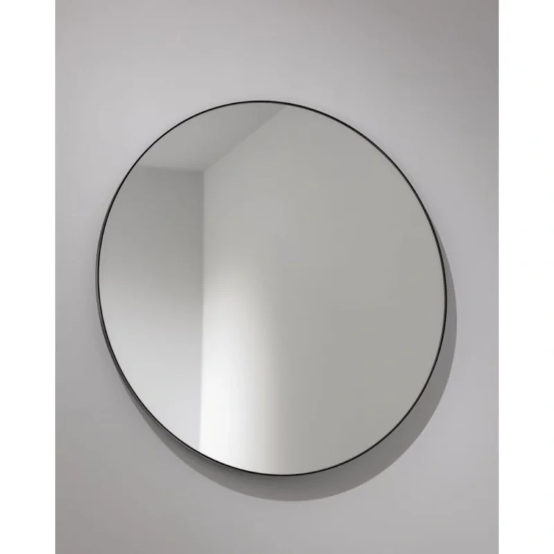 Abode Mayar 600mm Round Mirror – Matt Black / Brushed Brass