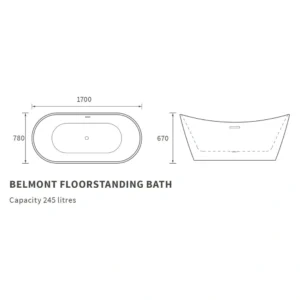 Stanton Freestanding Bath – 1700 x 780 x 690mm – White