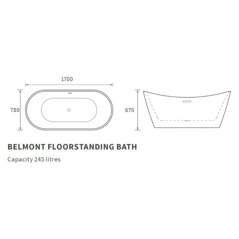 Stanton Freestanding Bath – 1700 x 780 x 690mm – White