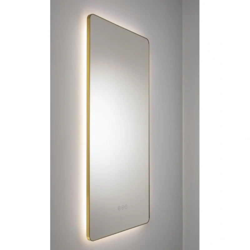 Abode Mayar 450 x 900mm Tablet LED Mirror – Matt Black / Brushed Brass
