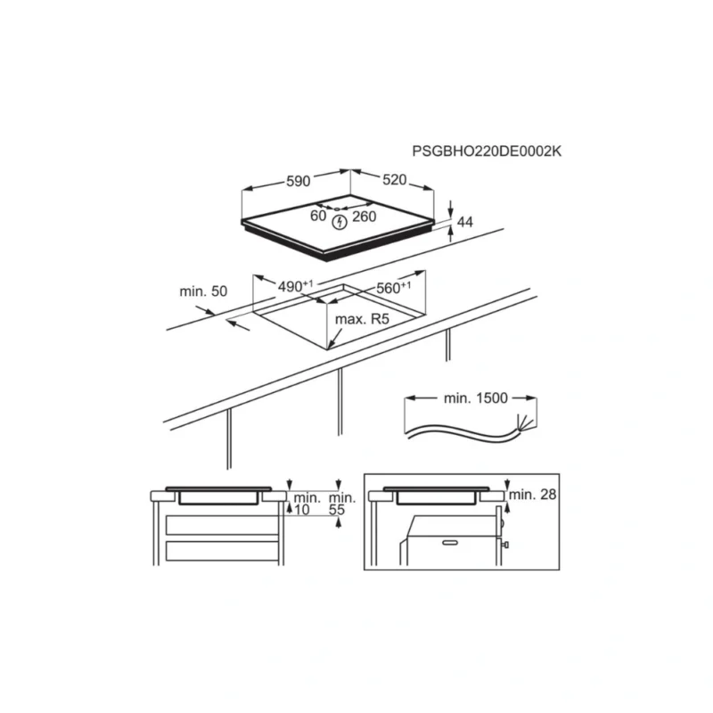 Electrolux LIT6043 60cm Built‑In Induction Hob – Black Ceramic Glass