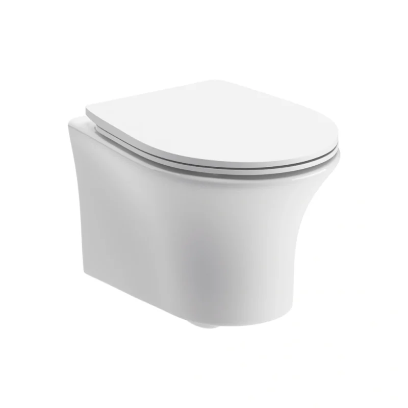Avalon Rimless Wall Hung WC & Soft Close Seat – Modern White