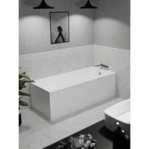 Houston Square Single End Bath 1700 x 700mm Thin Edge 0TH Gloss White with Legs
