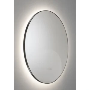 Abode Mayar 600mm Round LED Mirror – Matt Black / Brushed Brass