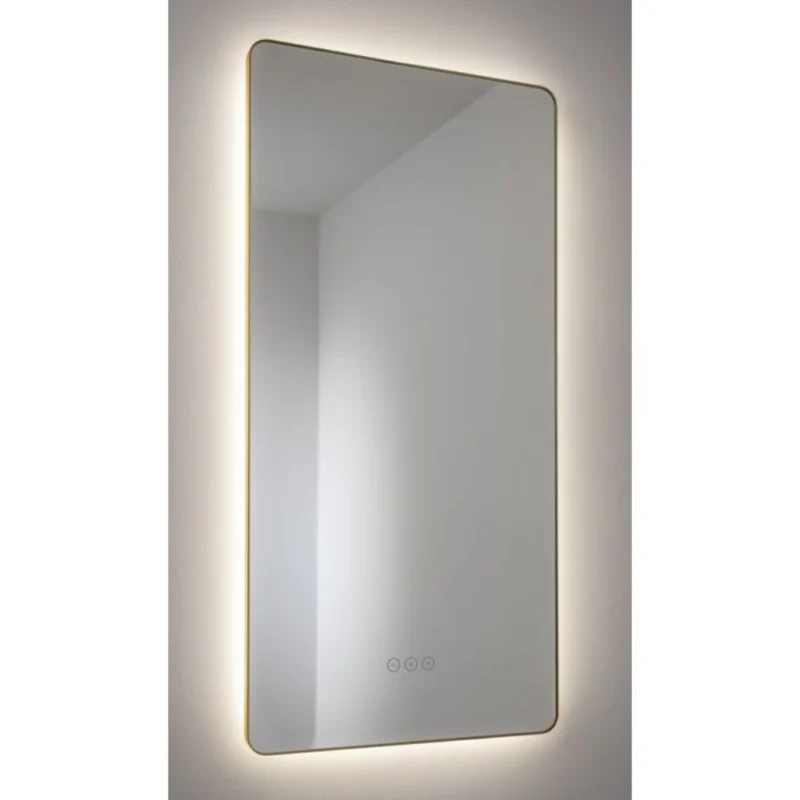 Abode Mayar 450 x 900mm Tablet LED Mirror – Matt Black / Brushed Brass