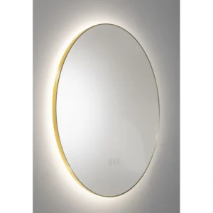 Abode Mayar 600mm Round LED Mirror – Matt Black / Brushed Brass