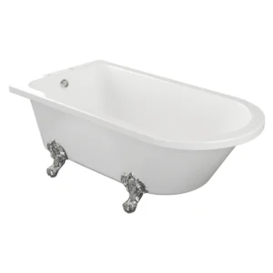 Willow Freestanding Back‑To‑Wall / Corner Bath - 2 Tap Hole - Gloss White