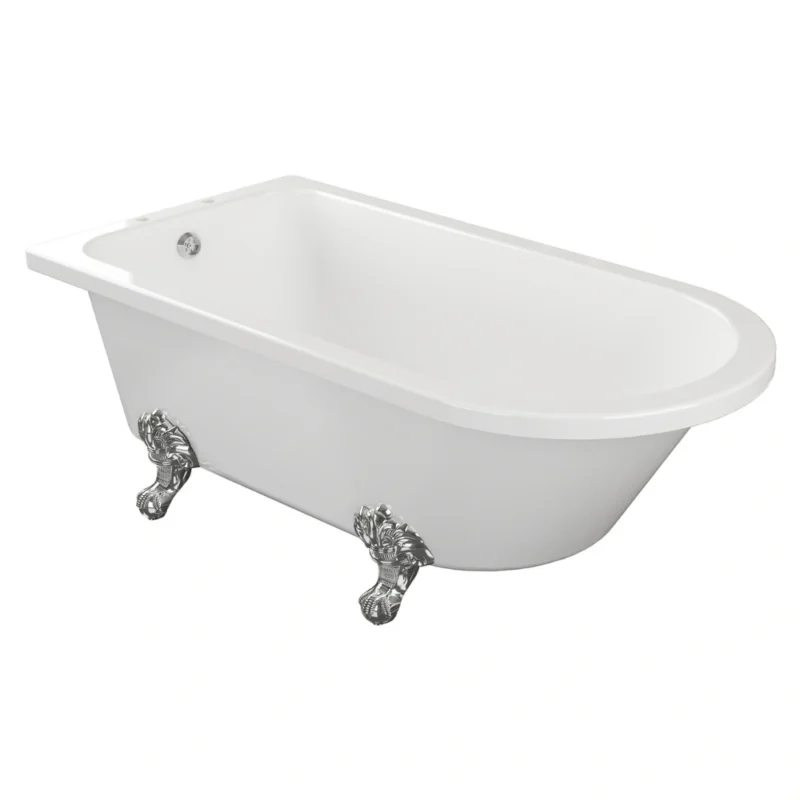 Willow Freestanding Back‑To‑Wall / Corner Bath - 2 Tap Hole - Gloss White